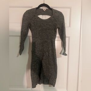 Aritzia Gray Long Sleeve Knit Dress open back